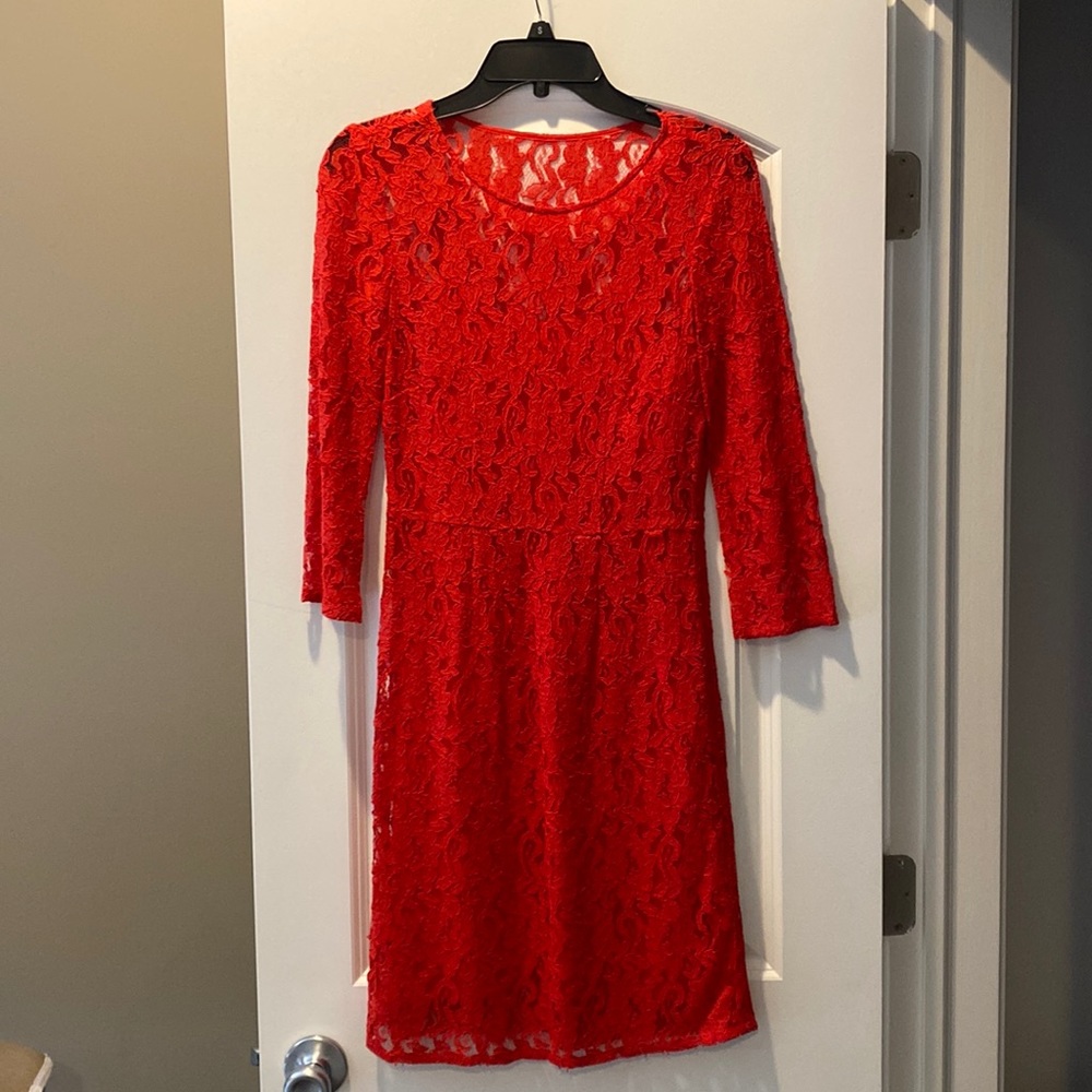 Red lace dress